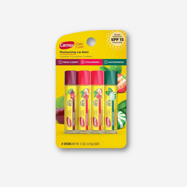 Carmex Daily Care Lip Balm Moisturizing Assorted Stick - SPF 15 - 4pk