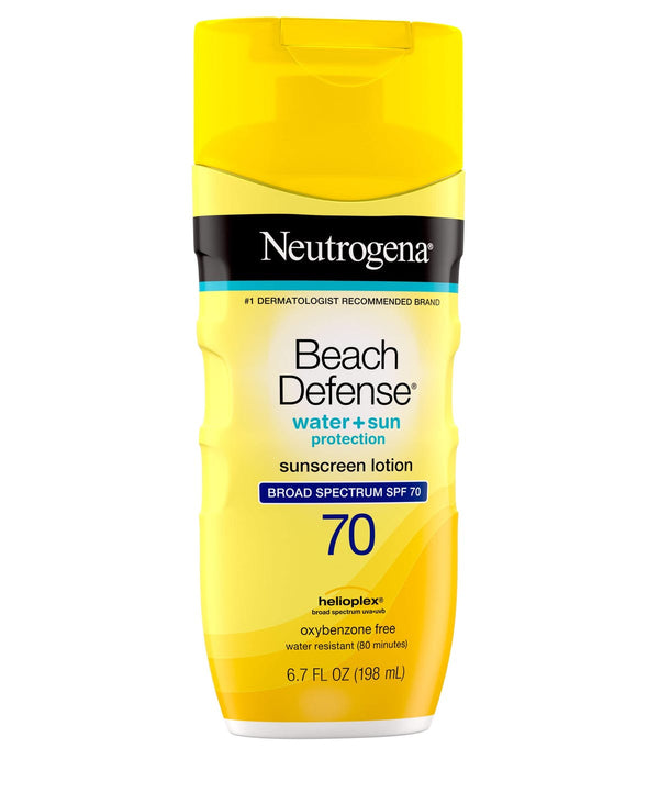 Beach Defense Water + Sun Protection Oxybenzone-Free Sunscreen Lotion Broad Spectrum SPF 70