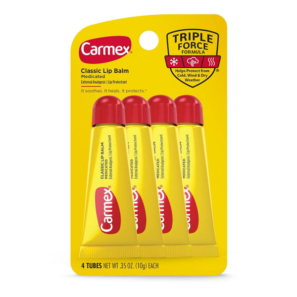 Carmex Classic Lip Balm Medicated Tube - Pack 4